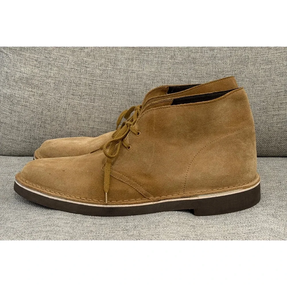 Clarks Bushacre 2 Suede Chukka Boots Mens 14 Tan Brown Lace Up Ankle Boots